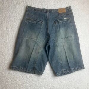 Vibes gl mens blue‎ baggy skater utility jorts criss cross
